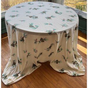 Rare vintage 80s King size fitted/bottom sheet, green pine cones and fruits,
